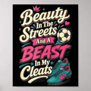 Schoonheid in straatvoetbal schoenenspijkers poster