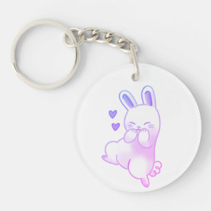 Schoonheid Kawaii Pastel Paarse Lachende Konijn Ac Sleutelhanger