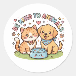 Schoonheid Kawaii Wees Aardig Voor Dieren Schoonhe Ronde Sticker