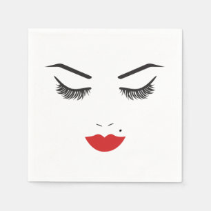 Schoonheid Make-up Gezicht Wimpers & Rode Lippen S Servet