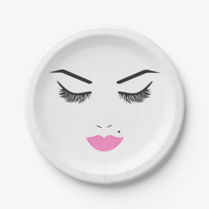 Schoonheid Make-up Gezicht Wimpers & Roze Lippen S Papieren Bordje