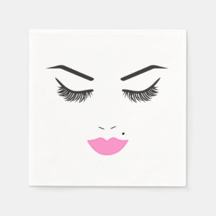 Schoonheid Make-up Gezicht Wimpers & Roze Lippen S Servet