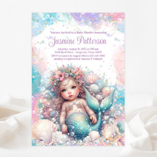 Schoonheid Meermin Baby Meisje Shower Kaart