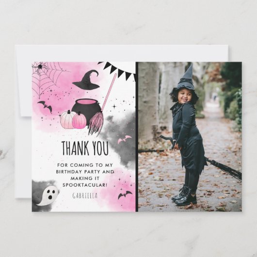 Schoonheid Meisjes Spooktacular Halloween Verjaard Bedankkaart (Voorkant)