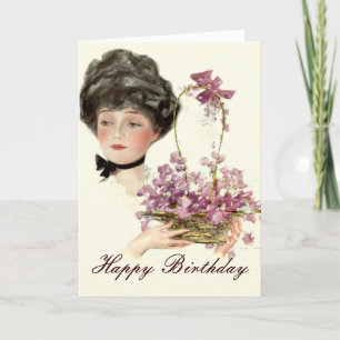 Schoonheid met bloemen Happy Birthday Kaart