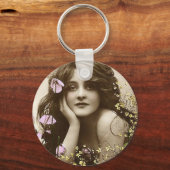  schoonheid met bloemen sleutelhanger (Voorkant)