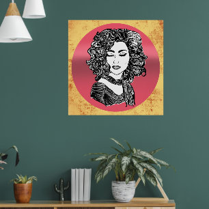 Schoonheid met krullend haar - Krullenhaar schoonh Poster