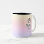 Schoonheid met zwarte en roze meisjes tweekleurige koffiemok (Voorkant rechts)