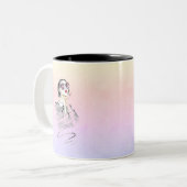 Schoonheid met zwarte en roze meisjes tweekleurige koffiemok (Voorkant links)