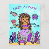 Schoonheid Paarse Meermin Verjaardagsuitnodigingen Briefkaart (Voorkant)