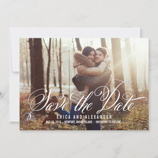 Schoonheid Script Save The Date Kaart (Voorkant)