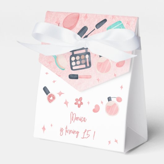 Schoonheid spa glitz en glam verjaardagsfeest bedankdoosjes (Voorkant Zijde)
