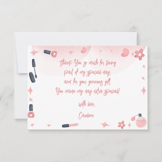 Schoonheid spa glitz en glam verjaardagsfeest bedankkaart (Voorkant)