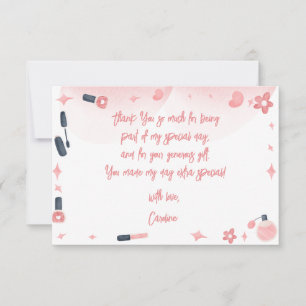 Schoonheid spa glitz en glam verjaardagsfeest bedankkaart