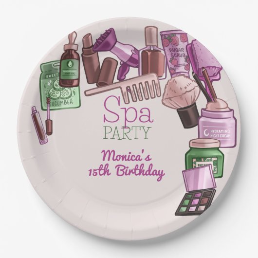 Schoonheid spa verjaardagsfeestje papieren bordje (Voorkant)