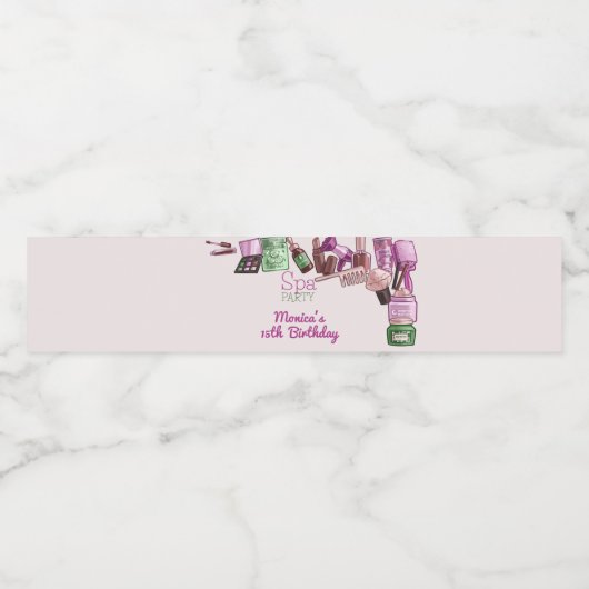 Schoonheid spa verjaardagsfeestje waterfles etiket (Enkel label)