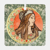 Schoonheid van Alphonse Maria Mucha Metalen Ornament (Achterkant)