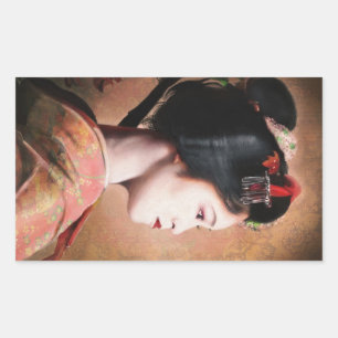 Schoonheid van Geisha - cool japanse schilderij Rechthoekige Sticker