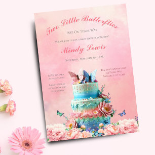 Schoonheid Vlinders Tweeling Baby Shower Taart Kaart