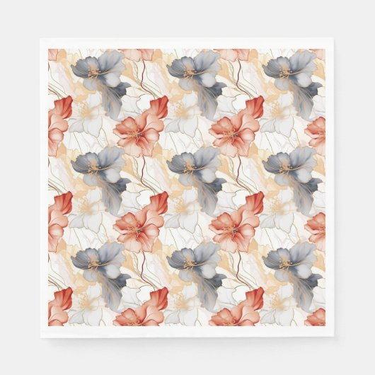 Schoonheid Vrouwelijk Perzik Rood Blauw en Wit Blo Servet (Voorkant)