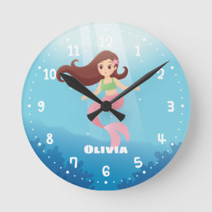 Schoonheid Zeemeermin Meisjes Slaapkamer Decoratie Ronde Klok