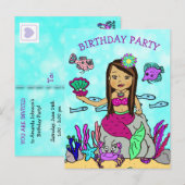 Schoonheid Zeemeermin Verjaardagsuitnodigingen Briefkaart (Voorkant / Achterkant)