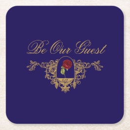 Schoonheid's Rode Roos Vierkante Kartonnen Onderzetter