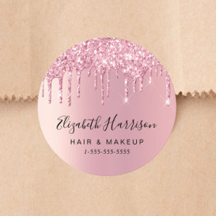 Schoonheidsbedrijf Roze Glitters Ronde Sticker