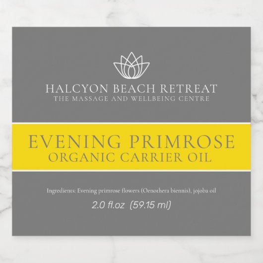 Schoonheidsdrager olie product grijs geel label likeurfles etiket (Enkel label)