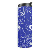 Schoonheidsgezicht: één-lijn tekening. thermosbeker (Gedraaid links)