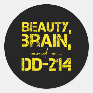 Schoonheidshersenen en een DD-214 Ronde Sticker