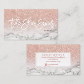 Schoonheidshuidtypografie roos goudglitter marmer visitekaartje (Voorkant / Achterkant)