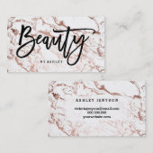 Schoonheidskunstenaar typografie roos gouden witte visitekaartje (Voorkant / Achterkant)