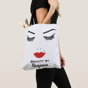 Schoonheidsmake-up Gezicht Wimpers & Rode Lippen S Draagtas