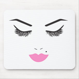Schoonheidsmake-up Gezicht Wimpers & Roze Lippen S Muismat