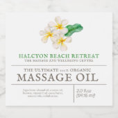 Schoonheidsmassage product plumeria frangipani likeurfles etiket (Enkel label)