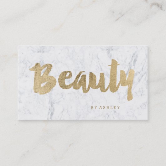 Schoonheidsmoderne goudtipografiemarmer visitekaartje (Voorkant)