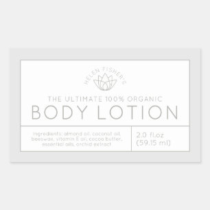Schoonheidsproduct ingrediënten grijs witte lotus rechthoekige sticker