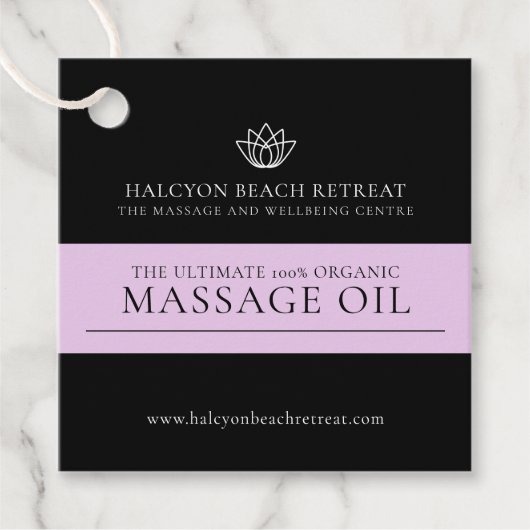 Schoonheidsproduct zwarte roze ingrediëntencode QR Bedankjes Labels (Voorkant)