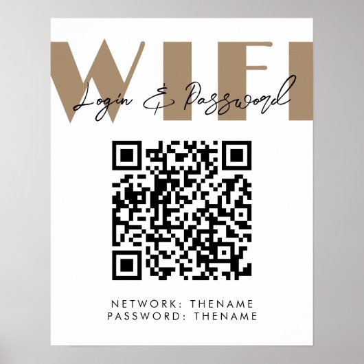 Schoonheidssalon Cafe Wifi Netwerk QR Code Poster (Voorkant)