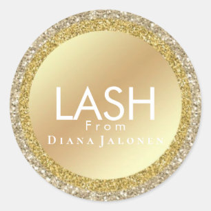 Schoonheidssalon Glitter Roze Lash Metal Zilver Ronde Sticker