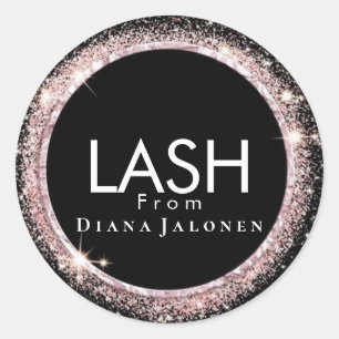 Schoonheidssalon Glitter Roze Lash Metal Zilver Ronde Sticker