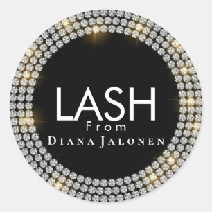 Schoonheidssalon Glitter Roze Wimpers Metaal Zilve Ronde Sticker