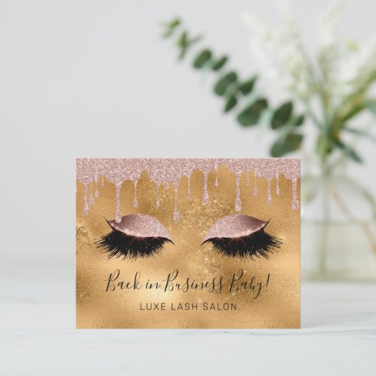 Schoonheidssalon Gold Glitter Heropening COVID19 Briefkaart (Staand voorkant)
