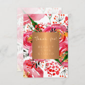 Schoonheidssalon koper metallic pioenen bedankt (Voorkant / Achterkant)