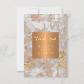 Schoonheidssalon metallic koper grijs marmer dank bedankkaart (Voorkant)