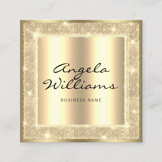 Schoonheidssalon Modieus Zwart Goud QR Code Vierkante Visitekaartje (Voorkant)