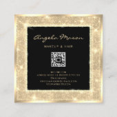 Schoonheidssalon Modieus Zwart Goud QR Code Vierkante Visitekaartje (Achterkant)