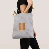 Schoonheidssalon naam goud koper marmer monogram tote bag (Dichtbij)