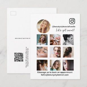 Schoonheidssalon promotie op sociale media met QR- Briefkaart